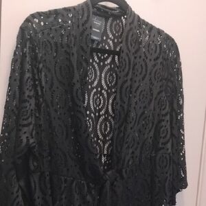 Black Lace Kimono Cardigan